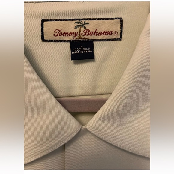 Tommy Bahama Silk Shirt Men's Large Camp Green Button Collar - Picture 3 of 6